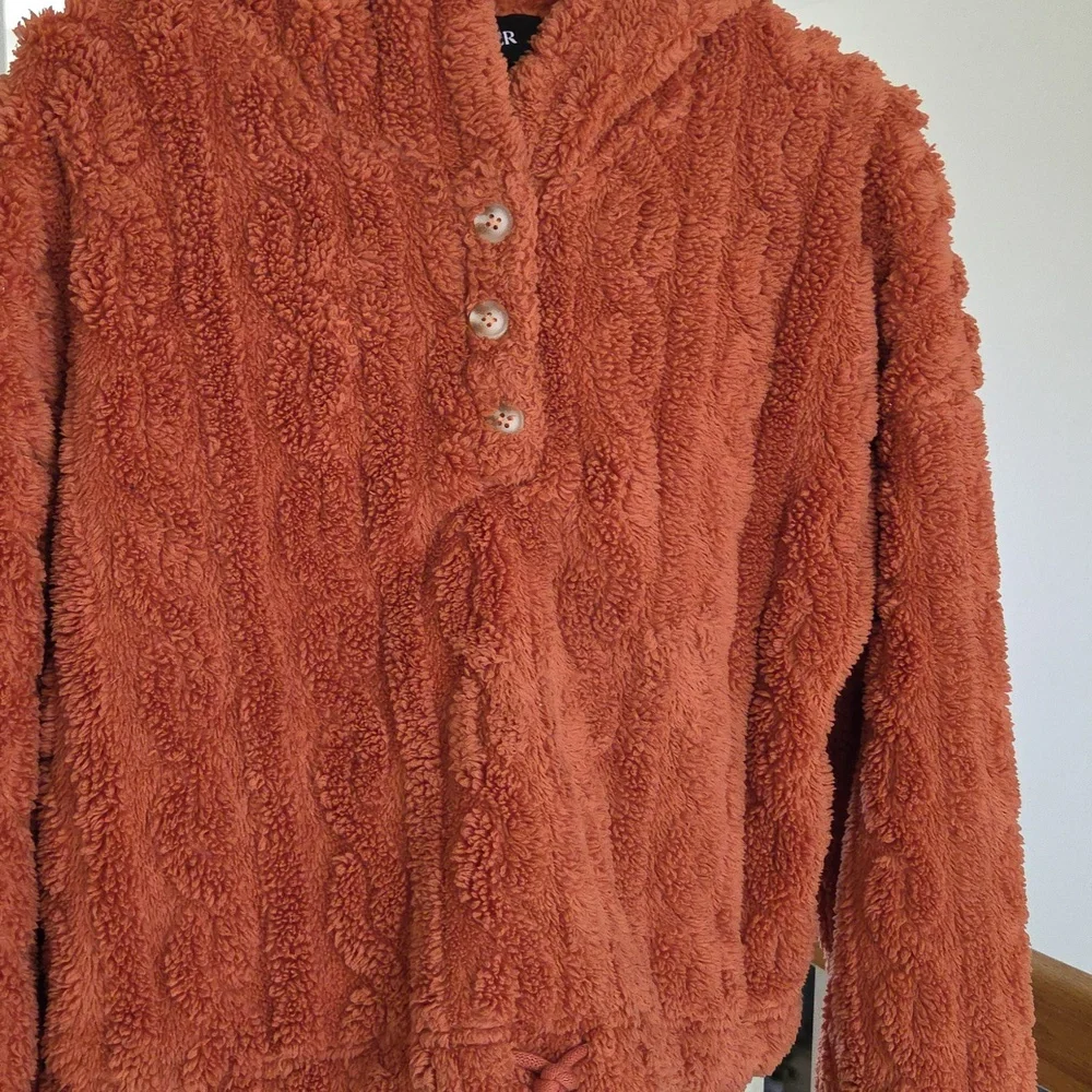 Cider Sherpa Pullover Hoodie Size Medium Cropped - Picture 3 of 11